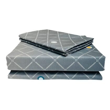 Egyptian Bedding Set | 100% Cotton | Flat Sheet With Two Pillowcases | Silver Gray Spotted Design