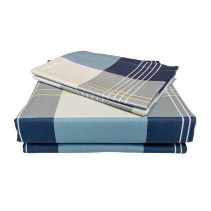 Blue Checks with Striped Design